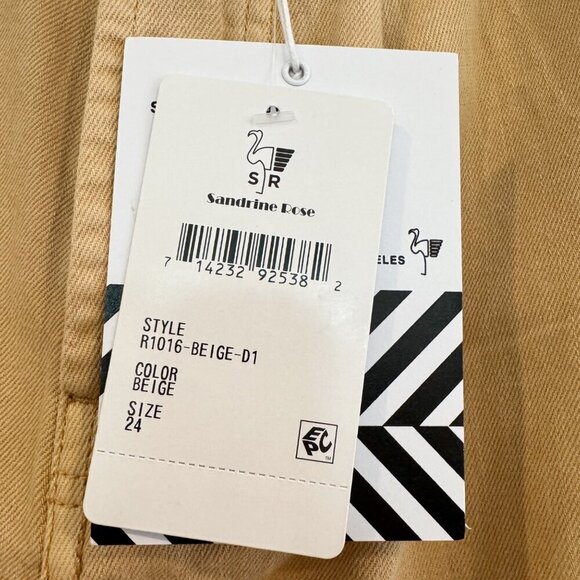 NWT Sandrine Rose The Fred Pleated Tapered Jeans Free People FP Tan New Beige 24 - Picture 5 of 11